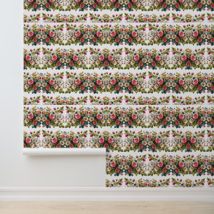 Pink Wild Roses with Greenery Wallpaper