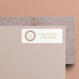 PINK WILD ROSES WREATH 50th Wedding address