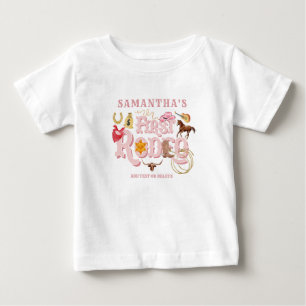 Pink Wild West First Rodeo Baby Girl 1st Birthday T-Shirt