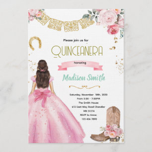 Pink Wild West Quinceañera Invitation