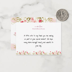 Pink Wildflower "A Note From" Card