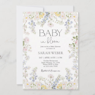 Pink Wildflower Baby Girl Shower Invitation