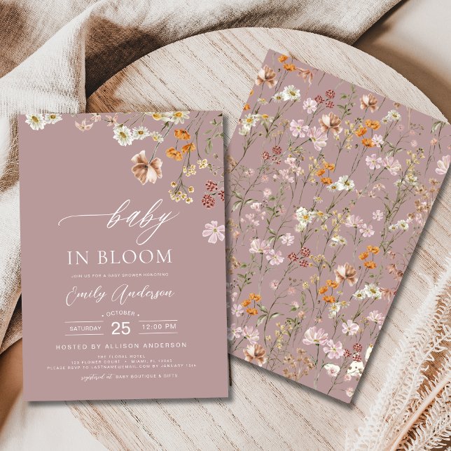 Pink Wildflower Baby in Bloom Baby Shower  Invitation (Creator Uploaded)