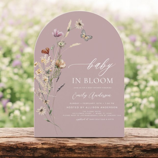 Pink Wildflower Baby in Bloom Baby Shower Invitation (Creator Uploaded)