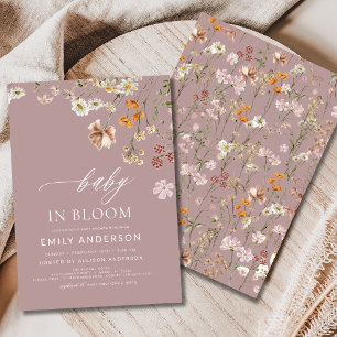 Pink Wildflower Baby in Bloom Baby Shower Invitation