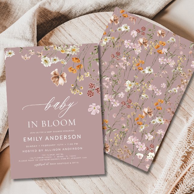 Pink Wildflower Baby in Bloom Baby Shower  Invitation (Creator Uploaded)