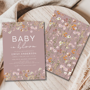 Pink Wildflower Baby in Bloom Baby Shower Invitation