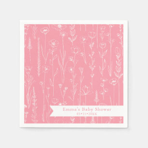 Pink Wildflower Baby Shower   Floral Pattern  Napkin