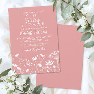 Pink Wildflower Baby Shower Invitation