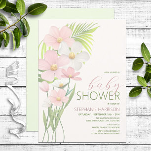 Pink Wildflower Baby Shower Invitation