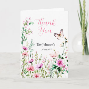 Pink Wildflower Baby Shower Thank You Card
