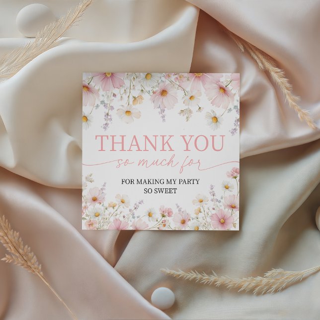 Pink Wildflower Birthday Favor Tags (Creator Uploaded)