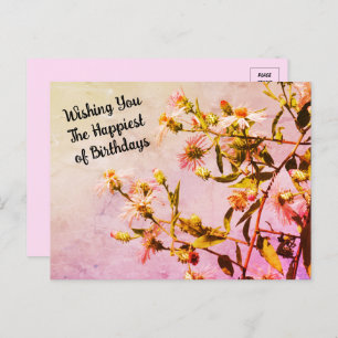 Pink Wildflower Birthday Postcard