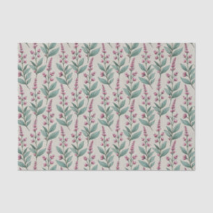 Pink Wildflower Botanical Stalks Cream Cottagecore Tissue Paper