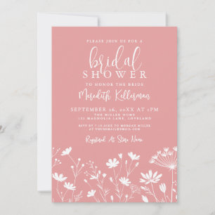 Pink Wildflower Bridal Shower Invitation