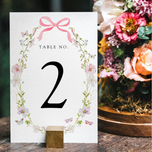 Pink Wildflower Butterflies Table Number (Creator Uploaded)