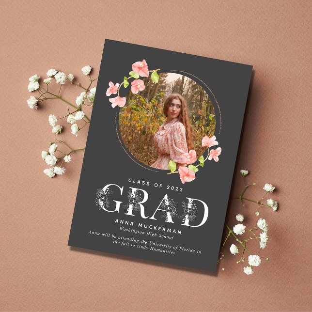 Pink Wildflower Digital High School Graduation Announcement (Creator Uploaded)