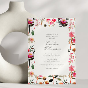 Pink Wildflower Elegant Modern Bridal Shower Invitation