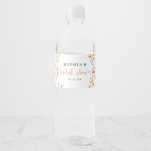 Pink Wildflower Floral Bridal Shower Favours Water Bottle Label