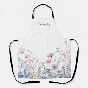 Pink Wildflower Floral Personalised Apron
