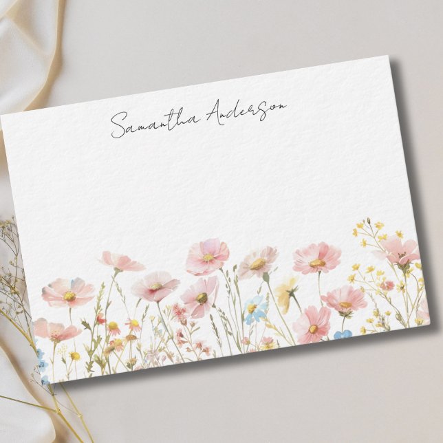 Pink Wildflower Floral Personalised  Card (Creator Uploaded)