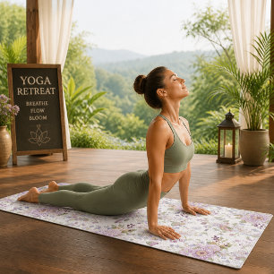 Pink Wildflower Floral Serenity Design Yoga Mat