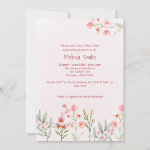 Pink Wildflower Garden Baby Shower Invitation
