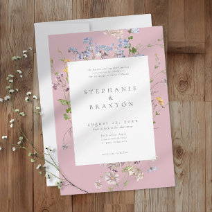 Pink Wildflower Garden Elegant Wedding Invitation