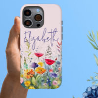 Pink Wildflower Garden Feminine Script First Name