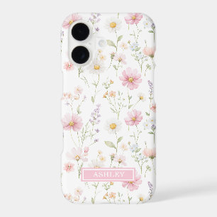 Pink Wildflower Garden Monogrammed