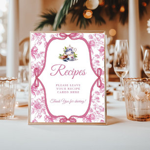 Pink Wildflower  Leave your Recipes Bridal shower Poster