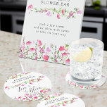 Pink Wildflower Love is in Bloom Bridal Shower Round Paper Coaster<br><div class="desc">Love is in Bloom, personalised coasters for your wildflower bridal shower with dainty floral garlands and borders of pretty pink wild flowers. Soft feminine design with delicate and airy watercolor wildflowers in shades of pink. Nature inspired botanical design with romantic country garden blooms and flower spikes. Please browse my Pink...</div>