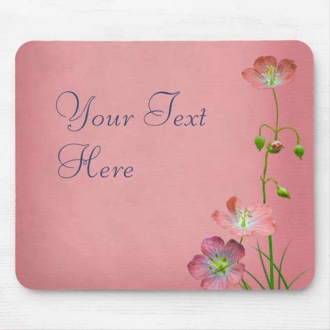 Pink Wildflower on Burgundy Mouse Pad (Front)