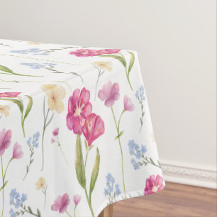 Pink Wildflower Pattern Tablecloth