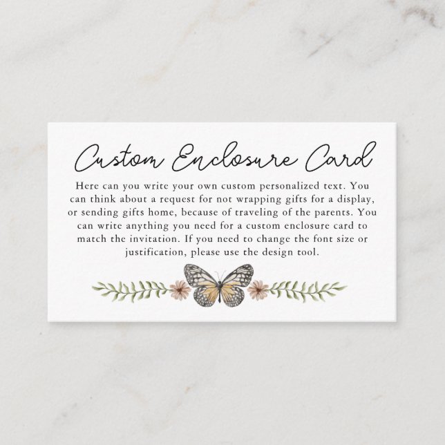 Pink Wildflower Personalised Insert Enclosure Card (Front)