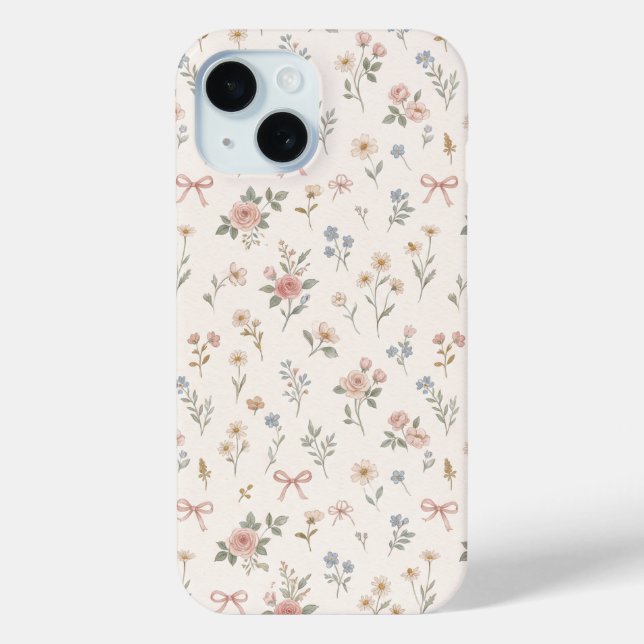 Pink Wildflower Rose Bow Pattern Phone Case (Back)