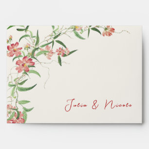 Pink Wildflower Rose Spring Garland Wedding Envelope
