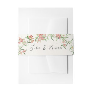 Pink Wildflower Rose Spring Garland Wedding Invitation Belly Band