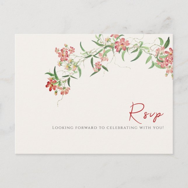 Pink Wildflower Rose Spring Garland Wedding Postcard (Front)