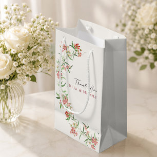 Pink Wildflower Rose Spring Garland Wedding Small Gift Bag