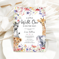 Pink Wildflower Safari Animals Girl Baby Shower