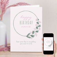 Pink Wildflower Simple Personalised Happy Birthday