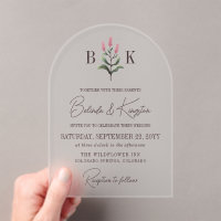 Pink Wildflower Sprig Monogram Wedding