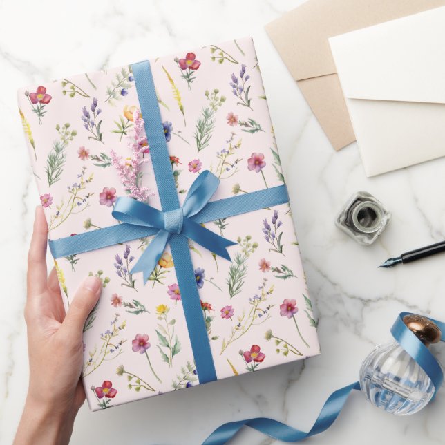 Pink Wildflower Spring Floral Wrapping Paper (Gifting)