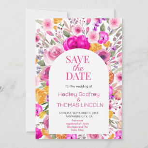 Pink Wildflower Spring Save The Date Invitation
