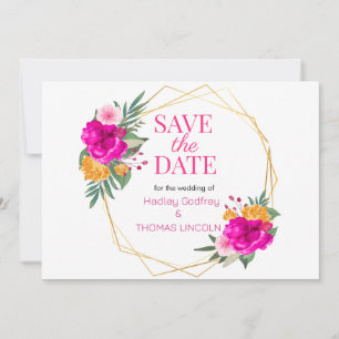 Pink Wildflower Spring Save The Date Invitation