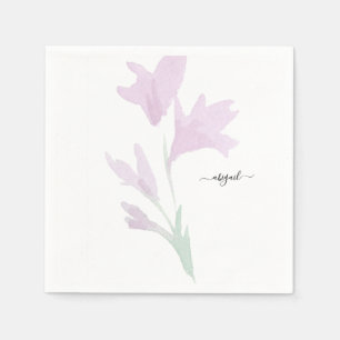 Pink Wildflower Stem Custom Name  Napkin