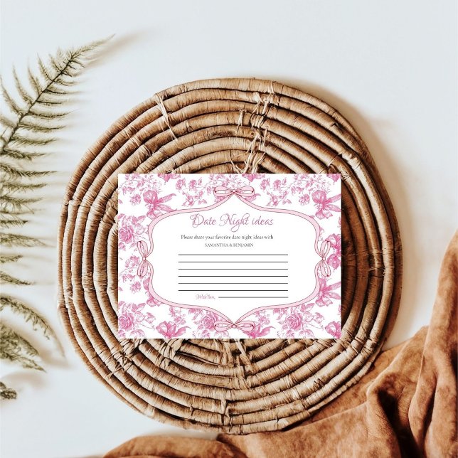 Pink Wildflower Tea Date Night Ideas Bridal Shower Enclosure Card (Creator Uploaded)