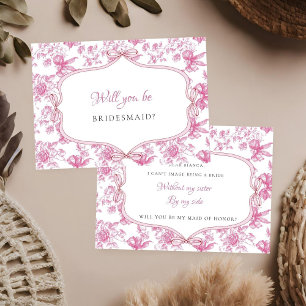 Pink Wildflower Tea Maid of honour Proposal Card