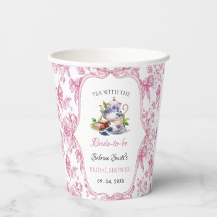 Pink Wildflower Tea Party Bridal Shower party Paper Cups